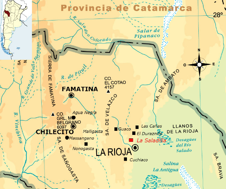 Figura 1. Propiedades de los Jesuitas en La Rioja (basado en Quarleri 1999)