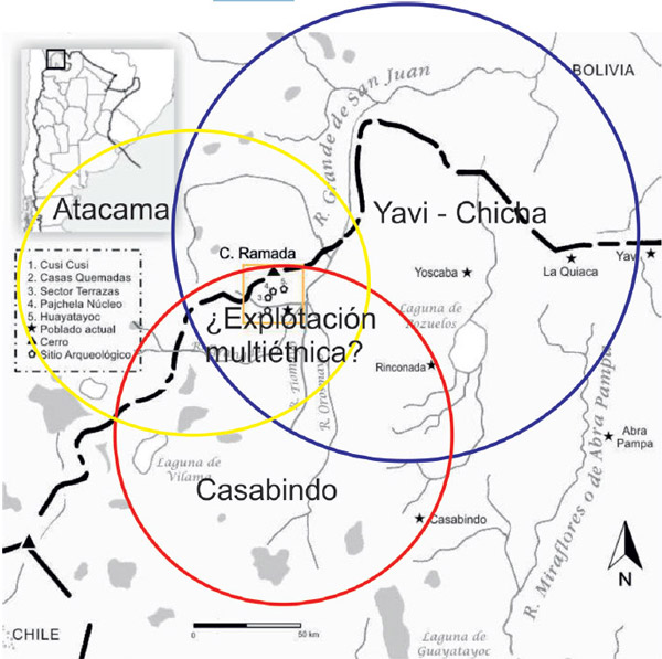 Figura 2. Localización tentativa de los diferentes grupos étnicos durante el Periodo de Desarrollos Regionales, Inka y Colonial temprano. Modificado a partir de Albeck (2007), Martínez (1998) y Palomeque (2006)