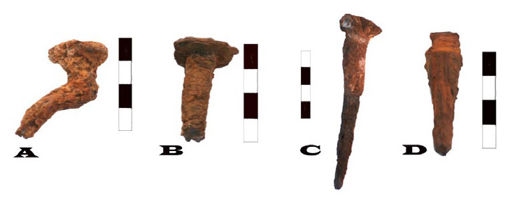 Figura 4. A) Sigla n° 288 (San Francisco- Sector del Crucero); B) Sigla n° 33 (San Francisco- Sector del Crucero); C) Sigla n° 179 (San Francisco- Sector del FU3); D) Sigla n° 227 (San Francisco- Sector del Pilastra NO)