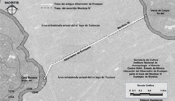 Figura 2. Fotografía satelital donde se observa la situación actual del Albarradón de Ecatepec