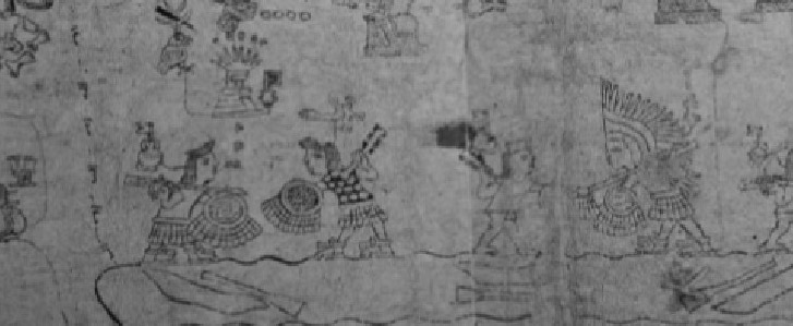 Figura 9. Plancha VII del Códice Xólotl, en donde se aprecia que las canoas sirvieron para cruzar el lago y en de ninguna forma representan pasadizos o diques prehispánicos