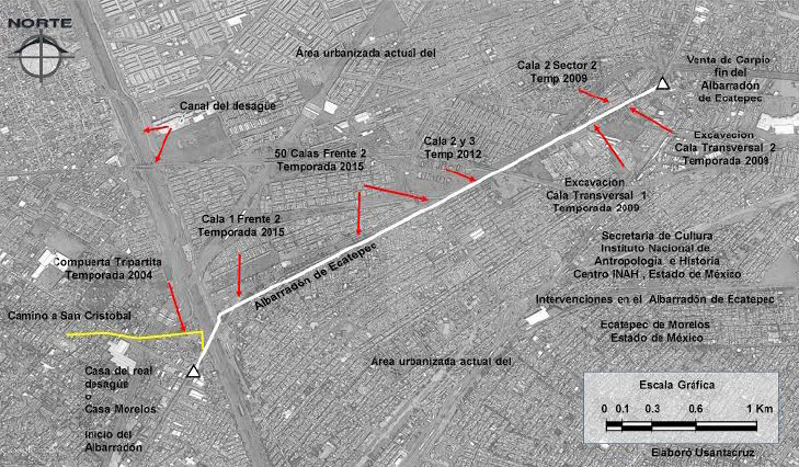 Figura 10. Ubicación de Excavaciones en El Albarradón de Ecatepec