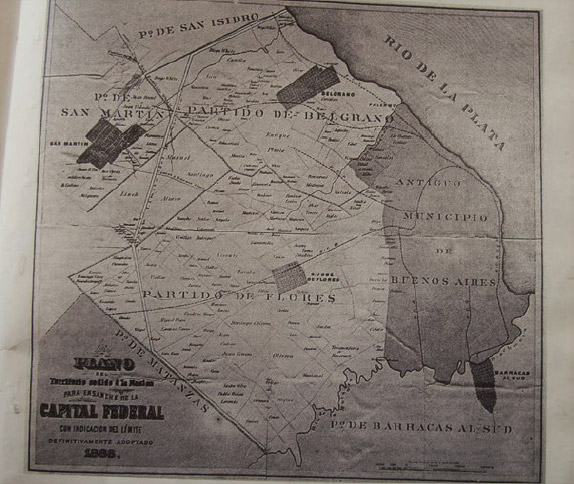 Figura 1. Mapa de la ciudad de Buenos Aires datado en 1888