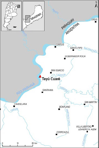 Figura 1. Ubicación del sitio estudiado en el contexto regional (Mapa de D. Gobbo)