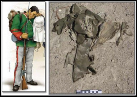 Figura 12. Resto textil correspondiente al uniforme del regimiento boliviano Viedma