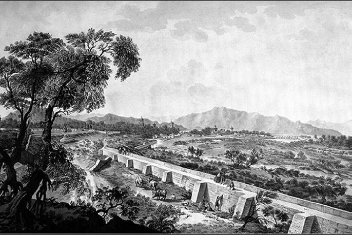 Figura 1. Fernando Brambila “Vista de la Ciudad de Santiago de Chile con parte del Tajamar del Río Mapocho desde la Quinta Alegre”