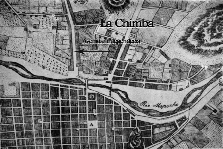 Figura 1. La Chimba, según una reproducción del plano de Gay
