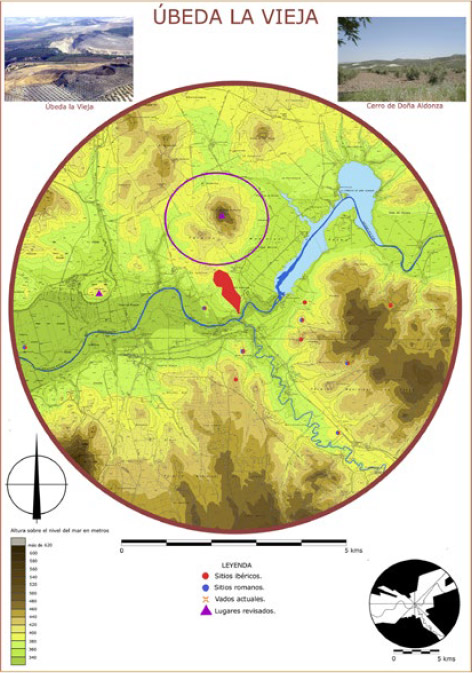 Figura 4. Caso de análisis con el método de prospección arqueológica selectiva para la localización del campo de batalla: Úbeda la Vieja